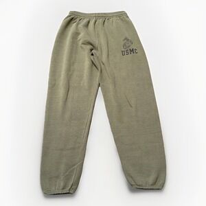 VTG Soffe USMC Sweatpants Mens Medium Green Fleece Joggers Made‎ USA Military